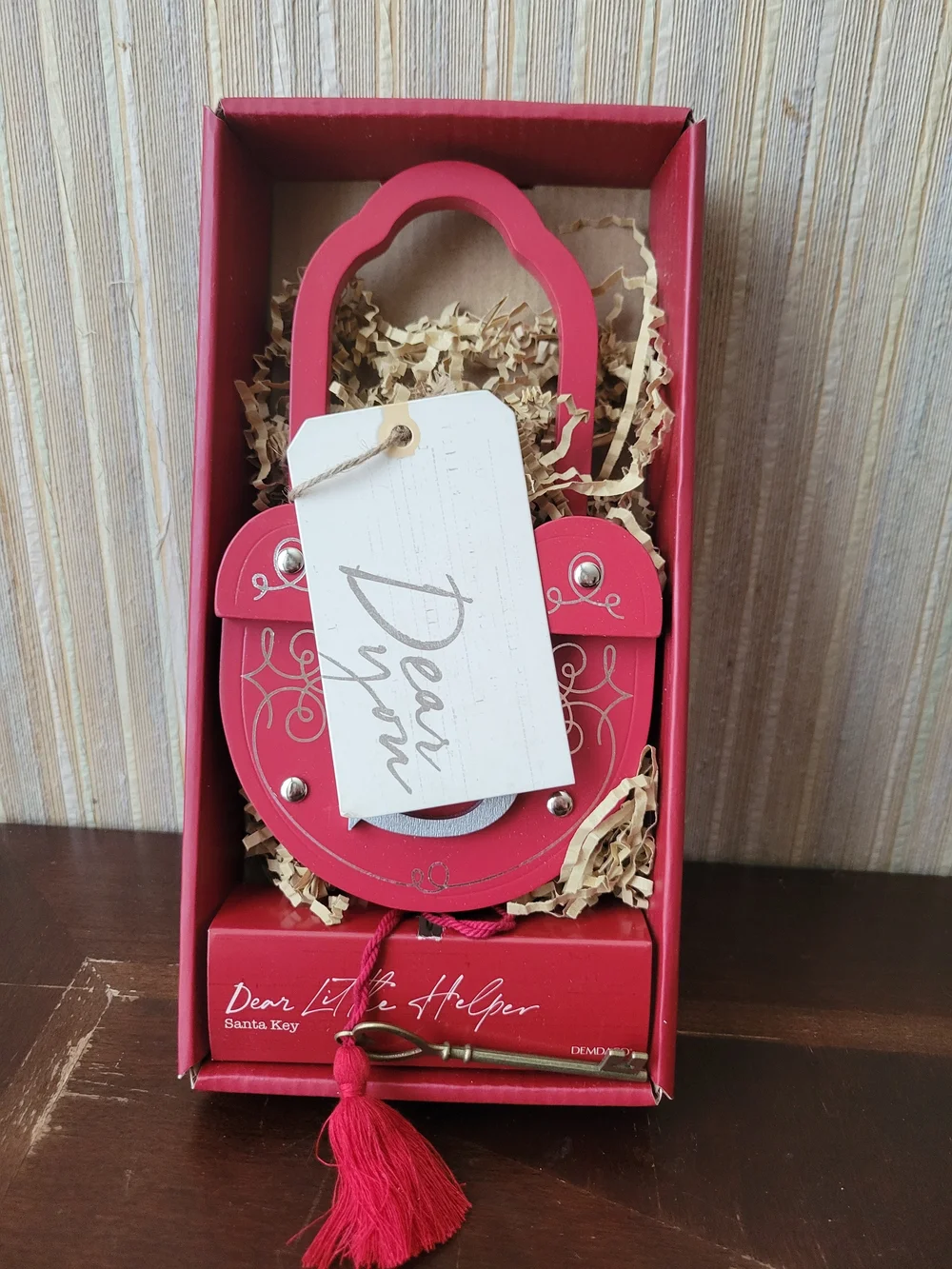 Demdaco Dear Little Helper Santa Key - Red Decorative Holiday Lock & Key NWT